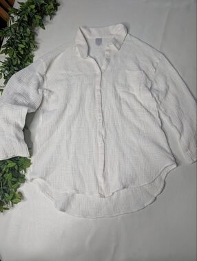 Kona Sol White Cotton Gauze Flowy top Size Large